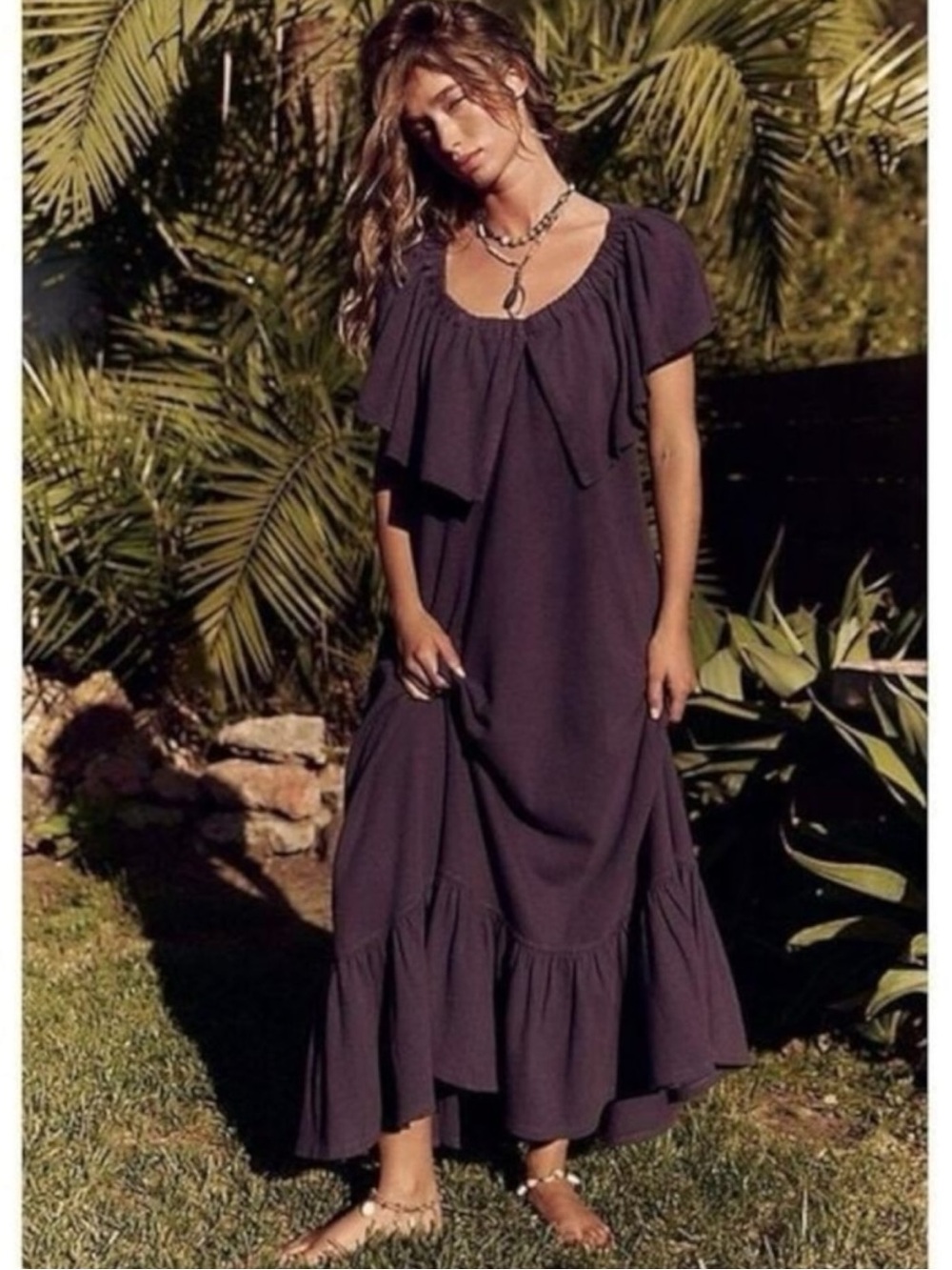 Free People Lynne Midi Dress in Elderberry Size Small NWT Western Bohemian Fall